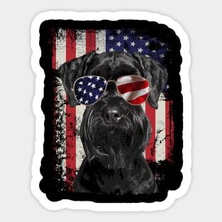 Sleek Schnauzer Silhouettes American Flag for Doggy Devotees Sticker